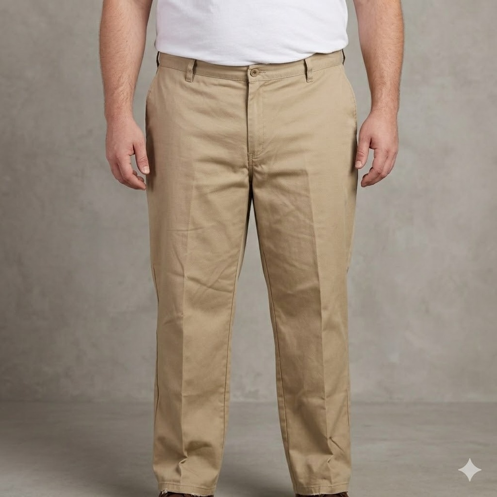 Genuine Dickies Chino Pants Mens 42x30 Beige‎ Flat Front Casual Trousers EUC